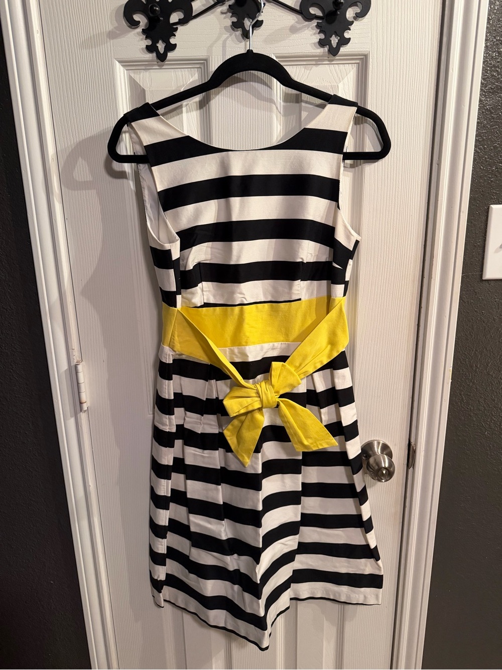 AB Studio Black and White Dress with Yellow Accent